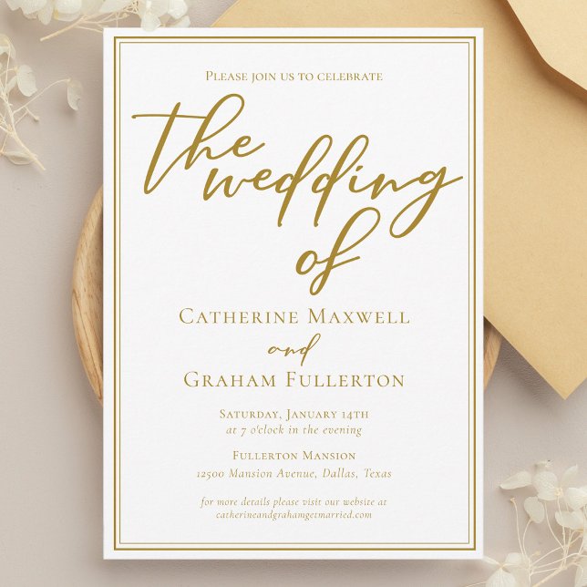 Chic Bold Gold Typografy Minimalistisch Wedding Einladung (Von Creator hochgeladen)
