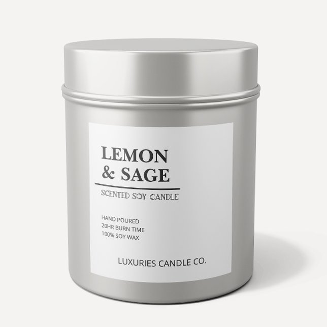 Chic Bold Modern Black and White Soy Candle Label Quadratischer Aufkleber (Von Creator hochgeladen)