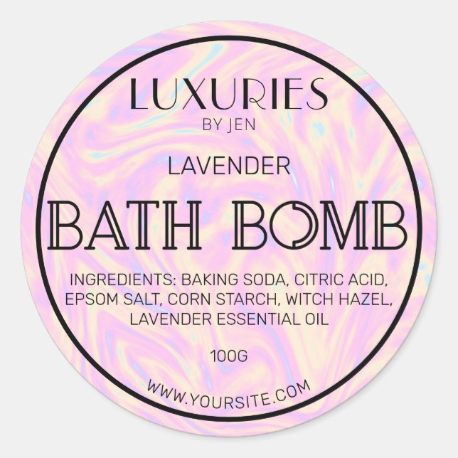 Chic Bold Modern Holographic Bath Bomb Wellness-Ce Runder Aufkleber (Vorderseite)