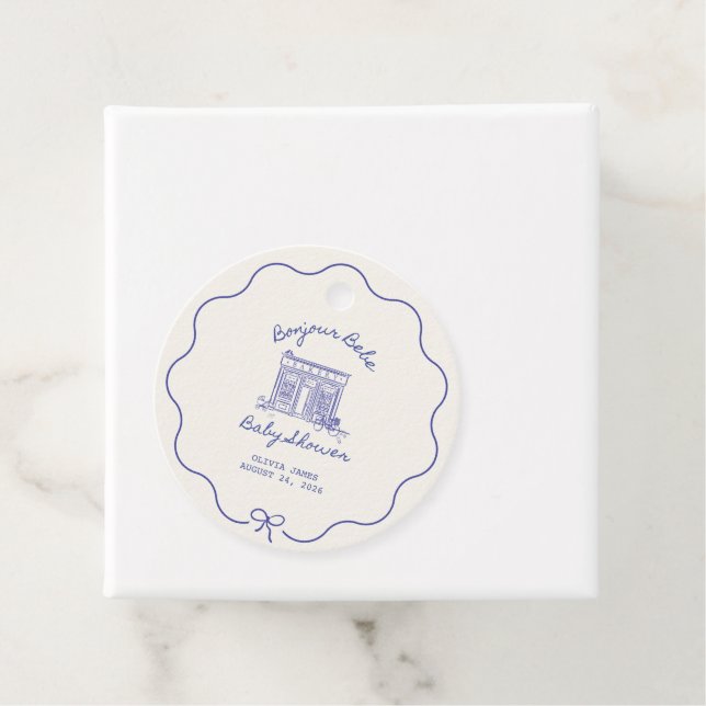 Chic Bonjour bebe baby shower Geschenkanhänger (Beispiel)