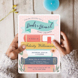 Chic Books & Brunch Floral Baby Dusche Einladung