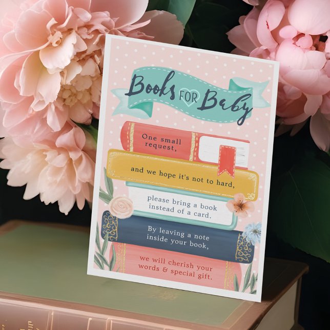 Chic Books for Baby Floral Book Thema Kinderdusche Begleitkarte (Chic Books For Baby Floral Book Theme Baby Shower Enclosure Card)