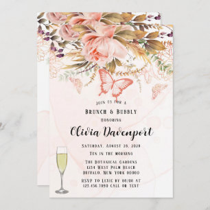 Chic Botanic Peony Butterfly Brunch & Bubbly Einladung