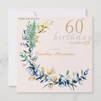 Chic Botanic Wreath Milestone Geburtstag Einladung