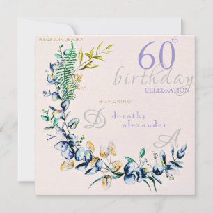 Chic Botanic Wreath Milestone Geburtstag Einladung