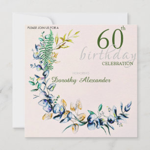 Chic Botanic Wreath Milestone Geburtstag Einladung