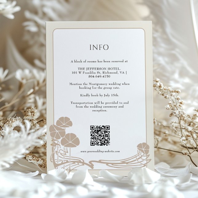 Chic Botanical Cream Info Wedding Card Einladung (Von Creator hochgeladen)