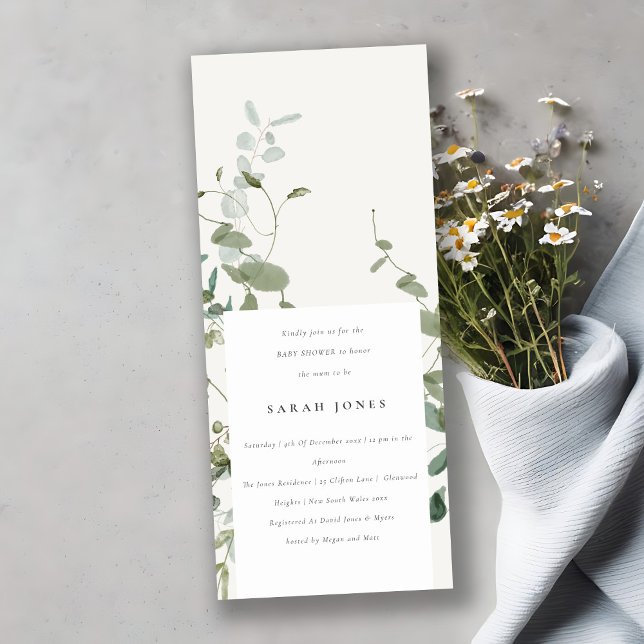 Chic Botanical Eucalyptus Watercolor Baby Show Einladung (Von Creator hochgeladen)
