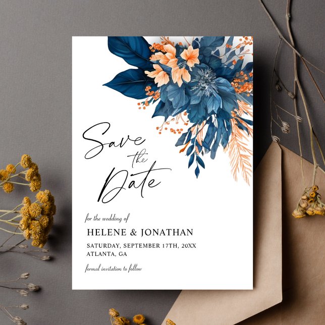 Chic Botanical Floral Moderne Elegante Hochzeit Save The Date (Chic Botanical Floral Modern Elegant Wedding Save The Date)