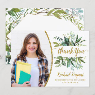 Chic Botanical Graduical Photo Carte de remercieme