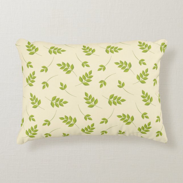 Chic Botanical Green Branches Blätter nahtlos Dekokissen (Vorderseite)