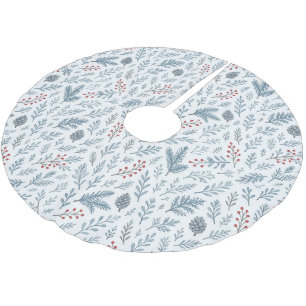 Chic Botanical Holly Berry Floral Muster Polyester Weihnachtsbaumdecke