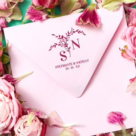 Chic Botanical Initials Moderne Wildblume Hochzeit Gummistempel