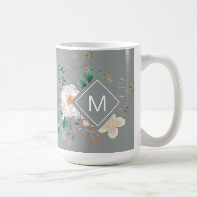 Chic Botanical Mit Monogramm Coffee Tasse (Rechts)