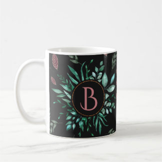 Chic Botanical Monogram in Green, Wine Red & Black Kaffeetasse