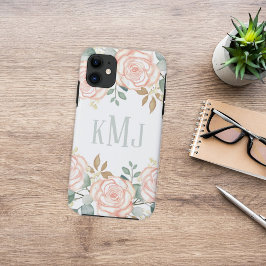Chic Botanical Monogram Stilvolle Blumengrün Case-Mate iPhone Hülle