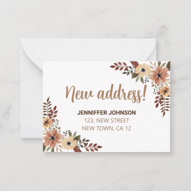 Chic Botanical New Address Announccard Mitteilungskarte (Vorderseite)