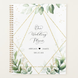 Chic Botanical Watercolor Foil Geometric Wedding Planer