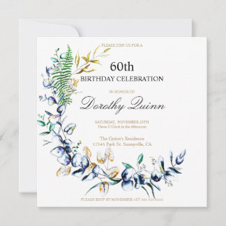 Chic Botanical Wreath individuell anpassbarer Gebu Einladung