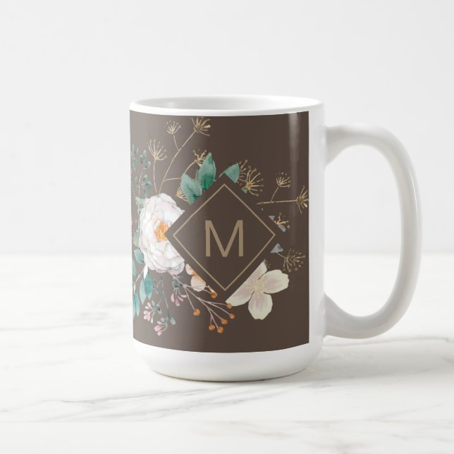 Chic Botanique Monogramme Café Mug (Droite)
