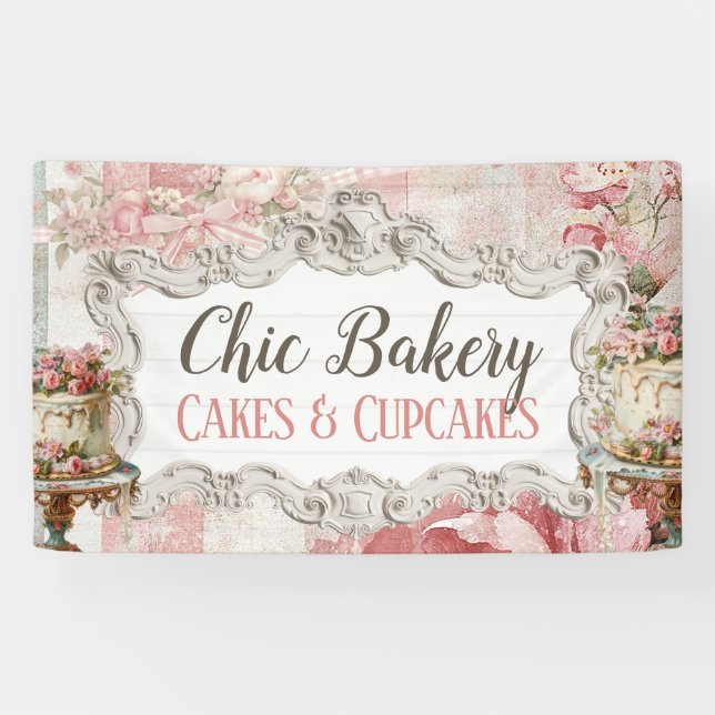 Chic Boulangerie Chic Shabby Bannière Vintage (Horizontal)