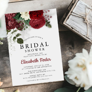 Chic Bourgogne & Fleurs Blanches Invitation de Mar