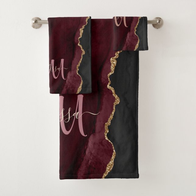 Chic Bourgogne Or Parties scintillant Agate Person (En situation)