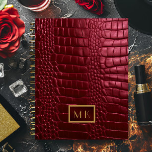 Chic Bourgogne Rouge Faux Crocodile Business Plann