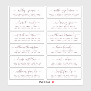 Chic Bourgogne Script Mariage Étiquettes de adress