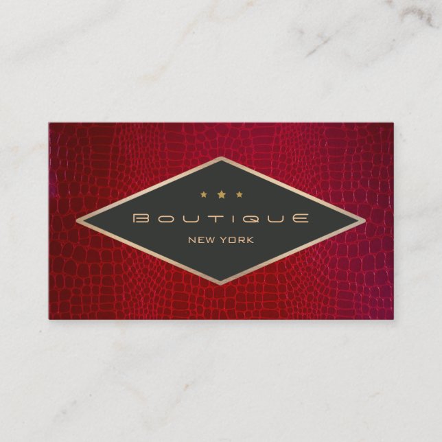 Chic Boutique Imitate Red Snake Skin Black Emblem Visitenkarte (Vorderseite)