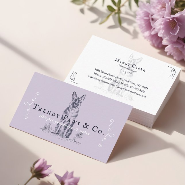 Chic Boutique Style Pet Salon German Shepherd Dog Visitenkarte (Chic Boutique Style Pet Salon German Shepherd Dog Business Card)