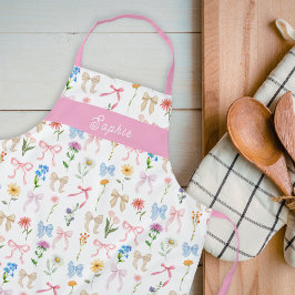 Chic Bow Pink Floral Eleganz Muster Backen Schürze