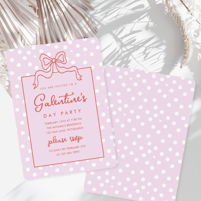 Chic Bow Polka Dot Galentine's Day Party Einladung (Von Creator hochgeladen)