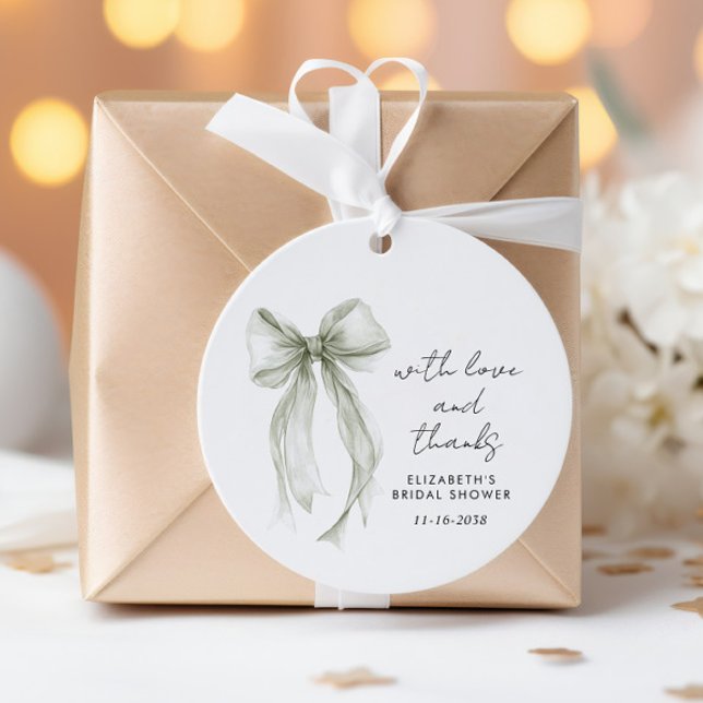 Chic Bow Watercolor Bridal Shower Thank You Geschenkanhänger (Chic Bow Watercolor Bridal Shower Thank You Favor Tags)