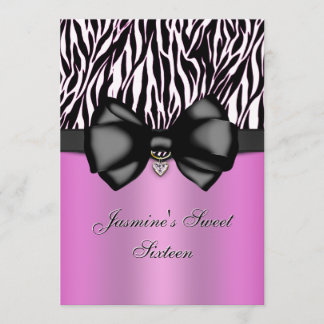 Chic Bowed Zebra Print 5 x 7 Einladung [Rosa]