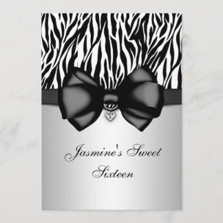 Chic Bowed Zebra Print 5 x 7 Einladung [Silber]