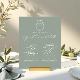 Chic Bows & Bowtie seine Signature Drink Hochzeit Acrylschild