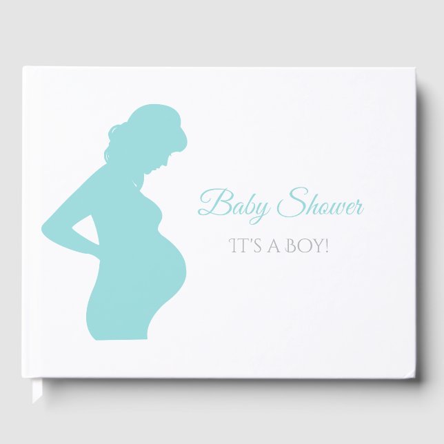 Chic Boy Baby Dusche Schwangere Frau Baby Bump Gästebuch (Vorderseite)