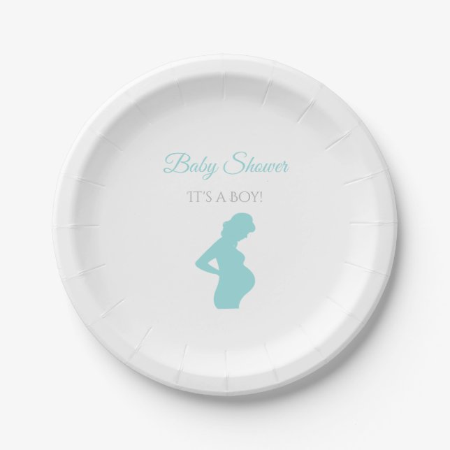 Chic Boy Baby Dusche Schwangere Frau Baby Bump Pappteller (Vorderseite)