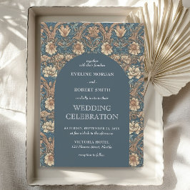 Chic braune Farben staubige blaue Elfenbein floral Einladung