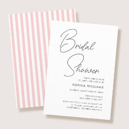 Chic Bridal Shower Modern Script Pink Stripes Einladung