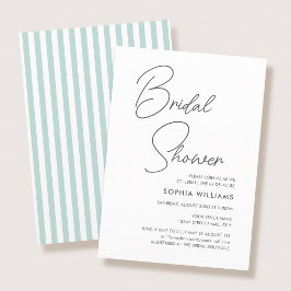 Chic Bridal Shower Modern Script Teal Stripes Einladung