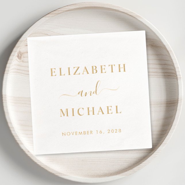 Chic Bride Groom Monogram Wedding Servietten Mit Folie (Elevate your wedding reception decor with these elegant Bride & Groom Monogrammed foil napkins)