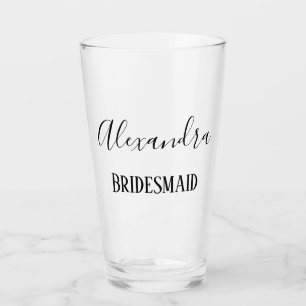 Chic Bridesmaid Eleganter Text Glas