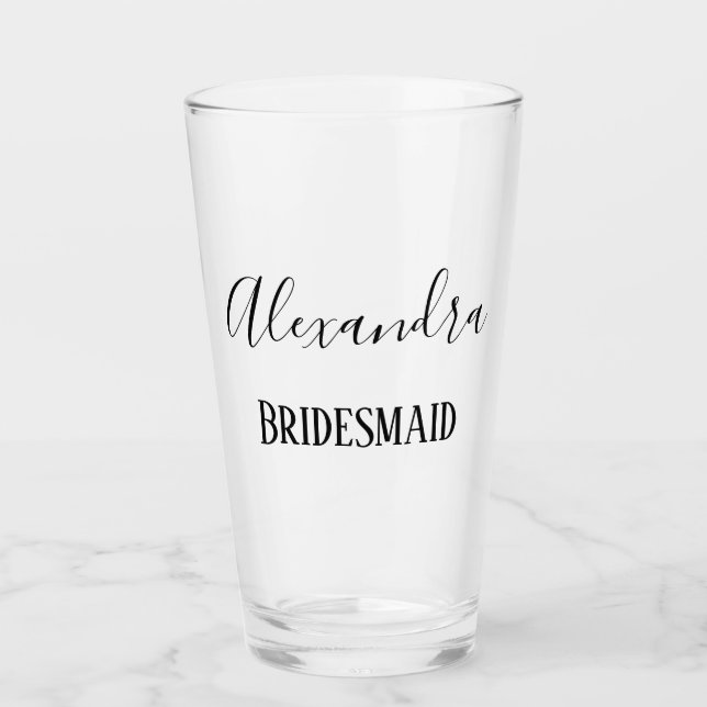 Chic Bridesmaid Eleganter Text Glas (Vorderseite)