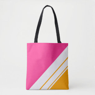 Chic Bright Candy Pink Yellow White Racing Streife Tasche
