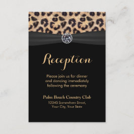 Chic Bright Diamond Leopard Hochzeitsempfang Einladung