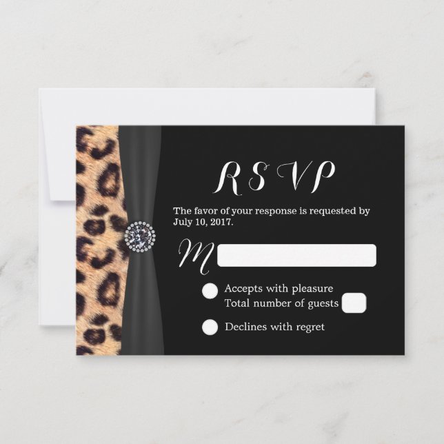 Chic Bright Diamond & Leopard Print Wedding RSVP (Vorderseite)