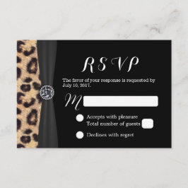 Chic Bright Diamond & Leopard Print Wedding RSVP Karte