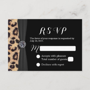 Chic Bright Diamond & Leopard Print Wedding RSVP Karte